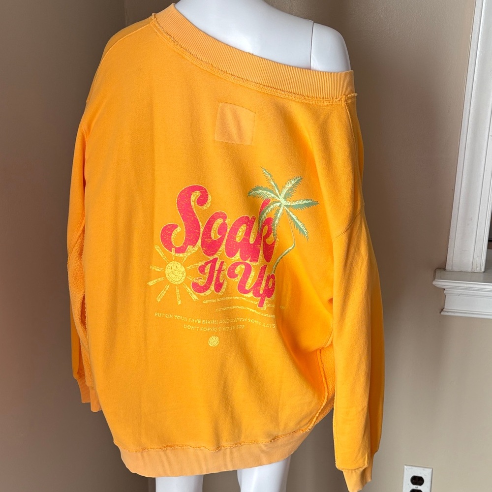Aerie Orange Off-the-Shoulder Sweater
